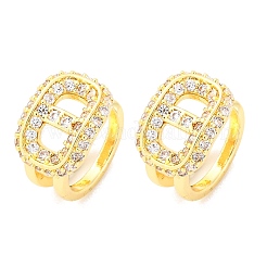 Oval Brass Micro Pave Clear Cubic Zirconia Cuff Earrings&nbsp;EJEW-K305-05G