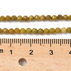天然黄緑オパールビーズ連売り  多面カット  ラウンド  3mm  穴：0.6mm  約131個/連  15.55''（39.5センチメートル）&nbsp;G-D306-A06-3mm