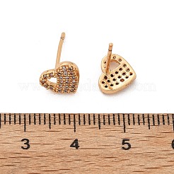 Brass Micro Pave Clear Cubic Zirconia Stud Earrings for Women&nbsp;EJEW-G428-25G-05
