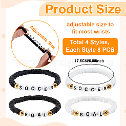 16Pcs 4 Style Acrylic & Handmade Polymer Clay Bead Bracelets&nbsp;BJEW-MA00002