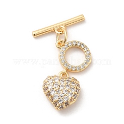 Brass Micro Pave Clear Cubic Zirconia Toggle Clasps&nbsp;KK-F860-59G