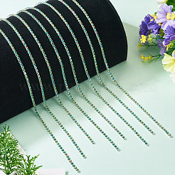 5連合金ガラスラインストーンカップチェーン  プラチナ  ティール  3x2.5x2.5mm&nbsp;AJEW-TA0002-49A