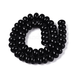 天然石瑪瑙ビーズ連売り  滑らかなロンデル  染め  ブラック  12x7.5mm  穴：0.5~1.2mm  約48~56個/連  14.17~16.73インチ（36~42.5cm）&nbsp;G-Q613-02B-01