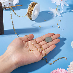 DIY 304 ステンレススチール ペーパークリップ チェーン ブレスレット ネックレス 作成キット  ジュエリーセット作り  18KGP本金メッキ  チェーンリンク：7.8x3.5x0.7mm  5 M&nbsp;DIY-TA0009-54