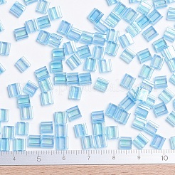 MIYUKIティラビーズ  日本製シードビーズ  2穴  （tl260)透明なアクアab  5x5x1.9mm  穴：0.8mm  約118PCS /ボトル  10 G /ボトル&nbsp;SEED-JP0008-TL260