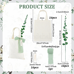 16Pcs Rectangle Polycotton Tote Bags&nbsp;ABAG-PH0001-77