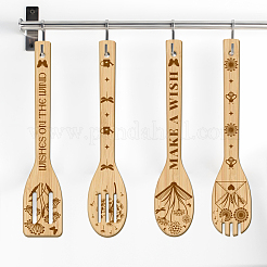 6 個竹スプーン & ナイフ & フォーク  デザート用食器  タンポポ  60x300mm  6スタイル  1個/スタイル  6個/セット&nbsp;AJEW-WH0411-067