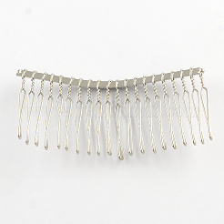 鉄のヘアコームパーツ  プラチナ  38x75x5mm&nbsp;OHAR-R267-02