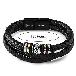 Word Love You Forever Leather Braided Triple Layer Multi-strand Bracelet&nbsp;JB751A