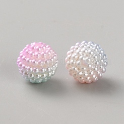 ツートン樹脂ビーズ200個  ベリービーズ  ラウンド  カラフル  9.5x10mm  穴：1.6mm&nbsp;RESI-WH0090-06A
