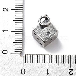 丸カン付きスターリングシルバーダイスチャーム925個  アンティークシルバー  7.5x8x8.5mm  穴：3mm&nbsp;STER-R001-02S