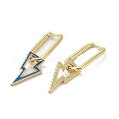 Lightning Bolt Golden Brass Dangle Hoop Earrings&nbsp;EJEW-L268-018G-01