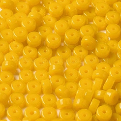 不透明色のガラスシードビーズ  コラム  ゴールド  6x3mm  穴：1.4mm  約2027個/ポンド&nbsp;SEED-E001-P3x6mm-07
