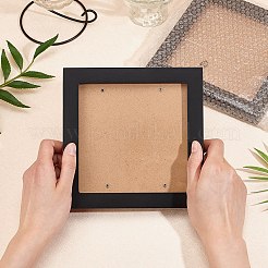 ウッド額縁  有機ガラスと  壁掛けおよび卓上ディスプレイ用  正方形  ブラック  18x18x2cm  インナーサイズ：13.95x13.9センチメートル&nbsp;DIY-BC0002-57A