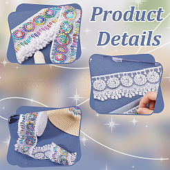 Polyester Rainbow Paillette Lace Ribbon&nbsp;DIY-WH0632-66B