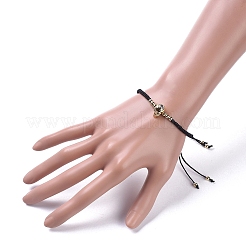 Skull Adjustable Brass Nylon Thread Braided Bracelets&nbsp;BJEW-JB04985-03