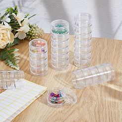 10セット7層ABSプラスチックねじ込みスタッキングジャー  ピルケース  コラム  粘着式白紙ステッカー1枚付き  透明  11.5x3.75cm&nbsp;CON-GO0001-26