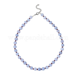 8.5MM Round Dyed Natural Malaysia Jade with Glass Seed Beaded Necklaces for Women&nbsp;NJEW-JN05646-01