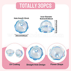 30Pcs UV Plating Acrylic Bead Caps&nbsp;PACR-TA0001-20B