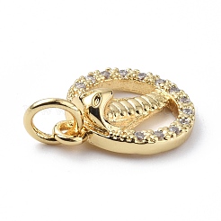 Brass Micro Pave Cubic Zirconia Charms&nbsp;ZIRC-F131-12G