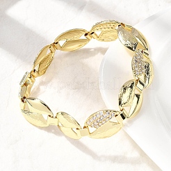 Brass Micro Pave Clear Cubic Zirconia Link Chain Bracelets for Women&nbsp;BJEW-H630-09G