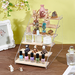 Rectangle Acrylic with Wood Minifigures Organizer Display Risers&nbsp;ODIS-WH0038-102B