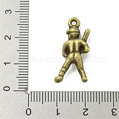 合金のチベット風チャーム  鉛フリー＆カドミウムフリー  野球選手  アンティークブロンズ  25x12x5mm  穴：1.5mm&nbsp;TIBE-I026-6006AB