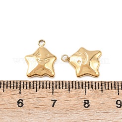 304ステンレススチールチャーム  笑顔の星チャーム  イオンプレーティング（ip）  18KGP本金メッキ  12.5x10x2.5mm  穴：1.6mm&nbsp;STAS-D390-32G