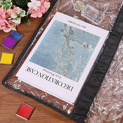 透明PVC収納バッグ  画板バッグ  長方形  ブラック  620x770x2mm&nbsp;ABAG-WH0044-91B