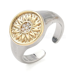 Brass Micro Pave Clear Cubic Zirconia Cuff Rings&nbsp;RJEW-G364-01GP-01