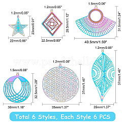 PVD Vacuum Plating 201 Stainless Steel Filigree Pendants&nbsp;STAS-UN0012-49