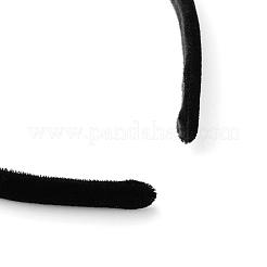 プラスチックヘアバンド  ビロードの布で覆われました  ブラック  110mm&nbsp;OHAR-R275-07