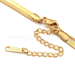 304 Stainless Steel Curb & Herringbone Chains Double Layer Necklaces&nbsp;NJEW-P280-01G