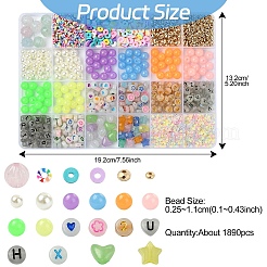 DIY 光るアクリルとプラスチックビーズのストレッチブレスレット作成キット  ミックスカラー  7x3.5~4mm  穴：1.2~1.5mm  3スタイル  50個/スタイル  150pc&nbsp;DIY-YW0011-66