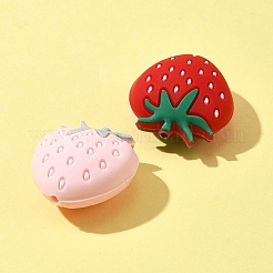 10 個 2 色イチゴ食品グレード環境に優しいシリコーン焦点ビーズ  ミックスカラー  27x25x5mm  穴：2.3mm  5個/カラー&nbsp;SIL-FS0001-11
