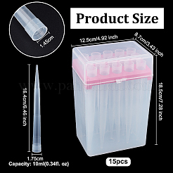 プラスチック製の実験用ピペットチップ  ラボ用品  透明  164x17.5mm  内径：14.5mm  容量：10ml（0.34fl.oz）  15個/セット&nbsp;FIND-WH0441-37C