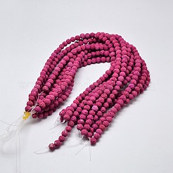 天然溶岩岩の丸いビーズ連売り  染め  赤ミディアム紫  6mm  穴：1mm  約63個/連  15.7インチ&nbsp;X-G-I124-6mm-05