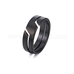 304ステンレススチール指輪  スリット入りスチールリング  ブラック  usサイズ9（18.9mm）&nbsp;FS-WGF5903-05