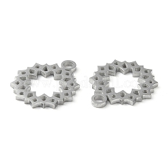 304ステンレススチールチャーム  手動研磨  花をくり抜く  ステンレス鋼色  13.5x12x1mm  穴：1.6mm&nbsp;STAS-Q303-06P