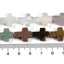 天然＆合成混合宝石ビーズ連売り  クロス  染めと未染色の混合  15x11.5x4.5mm  穴：0.7mm  約25個/連  15.75''（40センチメートル）&nbsp;G-I369-A26-02