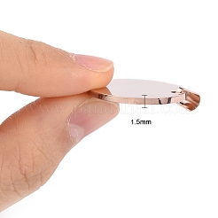 ステンレスペンダント201個  鏡面研磨仕上げ  フラットラウンド  空白タグのスタンプ  ローズゴールド  25x1.5mm  穴：8.5x3.5mm&nbsp;STAS-S105-T592-25-3