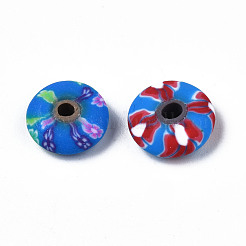 手作り樹脂粘土ビーズ連売り  フラットラウンド  ミックスカラー  9.5~10.5x3.5mm  穴：1.5mm  約104~105個/連  15.75インチ〜15.87インチ（40cm〜40.3cm）&nbsp;CLAY-T020-02
