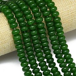 天然石マレーシアジェイドビーズ連売り  染め＆加熱  ロンデル  濃い緑  10~10.5x5.5~6mm  穴：1~1.2mm  約67~69個/連  15.28''~15.47''（38.8~39.3センチメートル）&nbsp;G-B165-G01-6x10mm-12