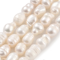 天然養殖淡水パールビーズ連売り  ライス  グレードA  雪  5~6mm  穴：0.7mm  約26個/連  7.09''（18センチメートル）&nbsp;PEAR-P062-06B-1