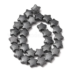 ヴィンテージの手作り磁器ビーズの連  ファンシーアンティーク施釉磁器  スター  ブラック  13x13.5x6.5mm  穴：2mm  約30個/連  13.39''（34センチメートル）&nbsp;PR-CBAA37B-08C