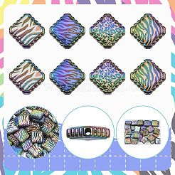 30Pcs Rainbow Iridescent Printed Opaque Acrylic Beads&nbsp;OACR-FS0002-70