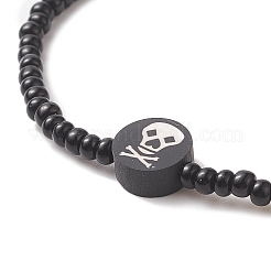 Halloween Theme Glass Seed & Polymer Clay Beaded Stretch Bracelet for Women&nbsp;BJEW-JB09269