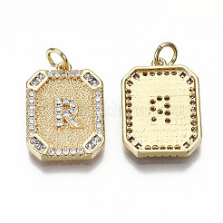 Brass Micro Pave Clear Cubic Zirconia Pendants&nbsp;KK-S356-234R-G-NF
