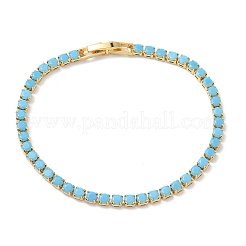 Synthetic Turquoise Tennis Bracelets&nbsp;KK-CBA964F-01G-04