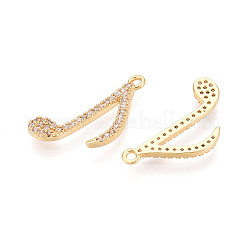 Brass Micro Pave Clear Cubic Zirconia Pendants&nbsp;KK-T074-110B-G
